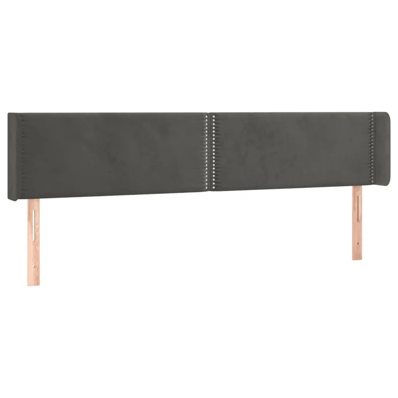 Tête de lit accessoire couchage chambre à coucher meuble à LED 203 x 16 x 78/88 cm tissu velours gris foncé TDL0201051