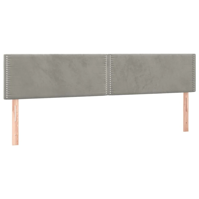Tête de lit accessoire couchage chambre à coucher meuble à LED 200 x 5 x 78/88 cm tissu velours gris clair TDL0201310