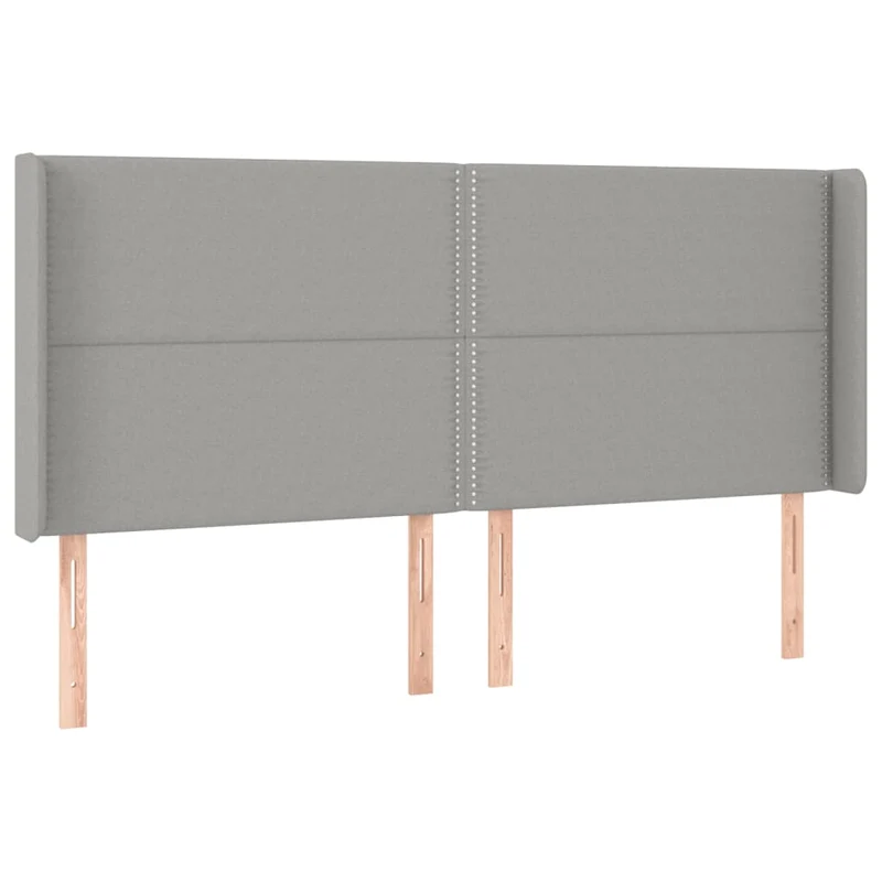 Tête de lit accessoire couchage chambre à coucher meuble à LED 203 x 16 x 118/128 cm tissu gris clair TDL0201304