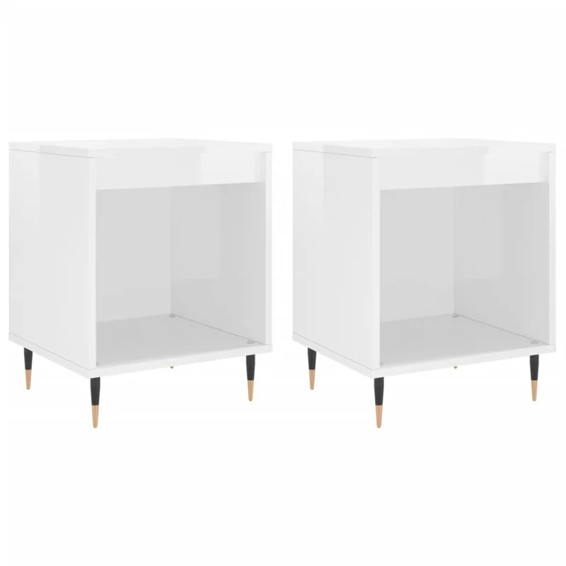Lot de 2 tables de chevet avec compartiment ouvert 40 x 35 x 50 cm bois d'ingénierie blanc DEC035006