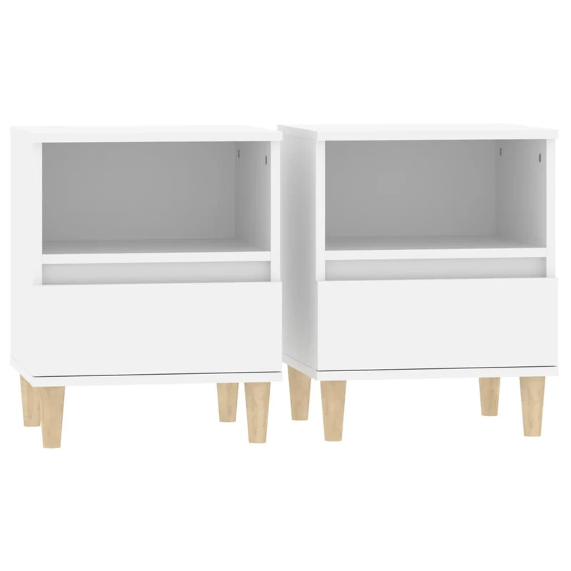 Lot de 2 tables de chevet avec tiroir et compartiment ouvert 40 x 35 x 50 cm bois d'ingénierie blanc DEC034926