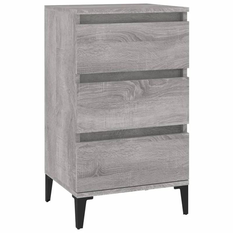 Table de chevet avec 3 tiroirs 40 x 35 x 70 cm bois d'ingénierie gris DEC034635