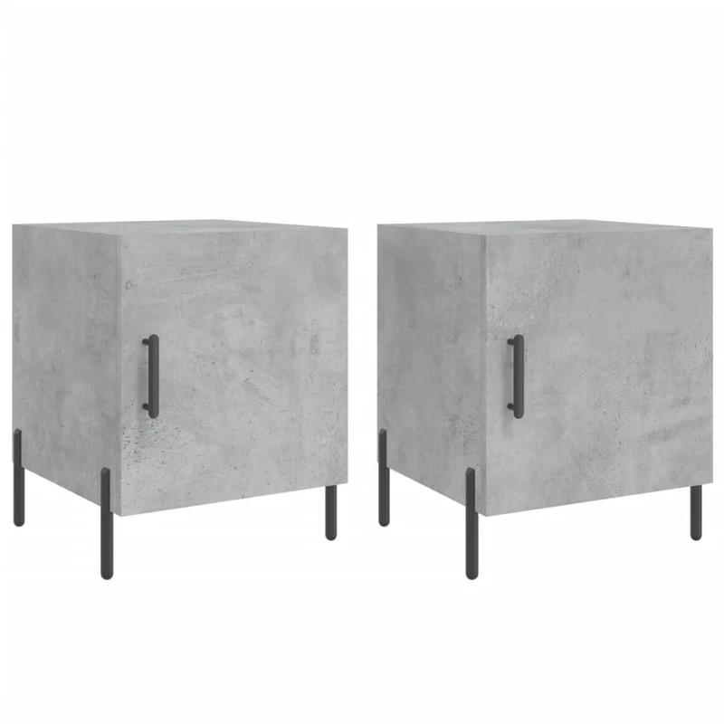 Lot de 2 tables de chevet avec compartiment avec porte 40 x 40 x 50 cm bois d’ingénierie gris DEC035390