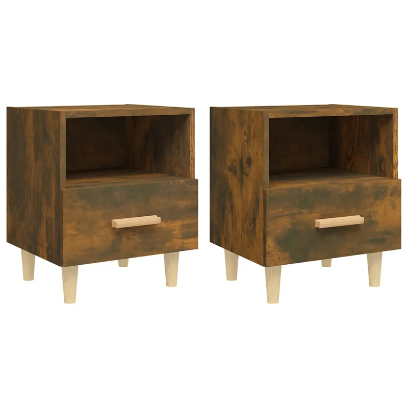 Lot de 2 tables de chevet avec tiroir et compartiment ouvert 40 x 35 x 47 cm bois d'ingénierie marron DEC035086