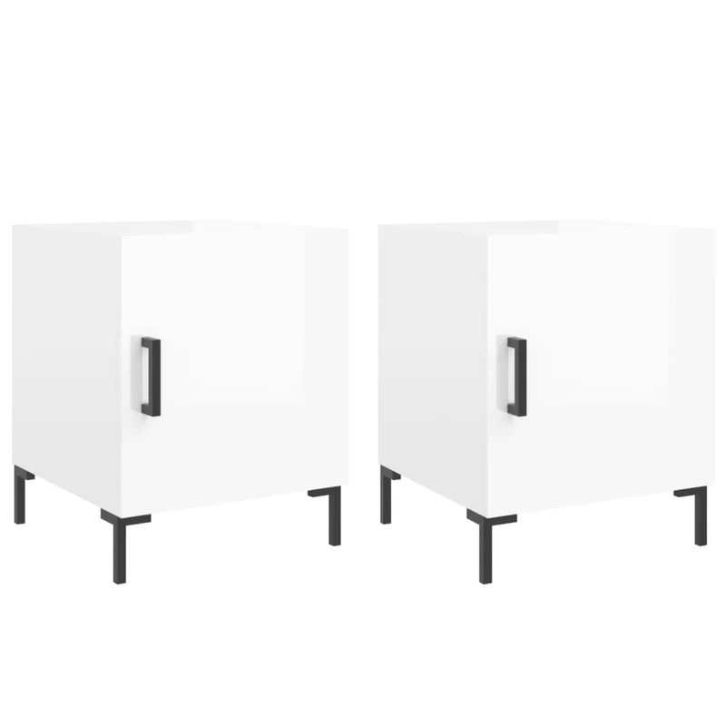 Lot de 2 tables de chevet avec compartiment avec porte 40 x 40 x 50 cm bois d'ingénierie blanc DEC035027