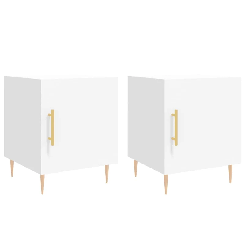 Lot de 2 tables de chevet avec compartiment avec porte 40 x 40 x 50 cm bois d’ingénierie blanc DEC034963