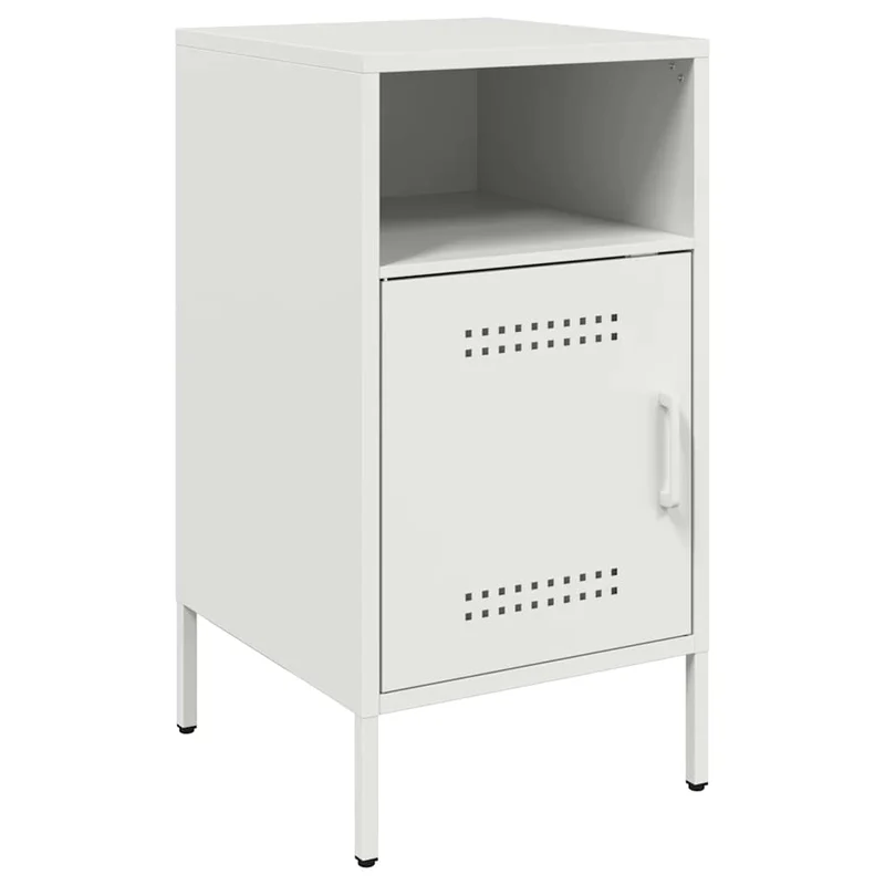Lot de 2 tables de chevet avec compartiment avec porte 36 x 39 x 68 cm acier blanc DEC034874