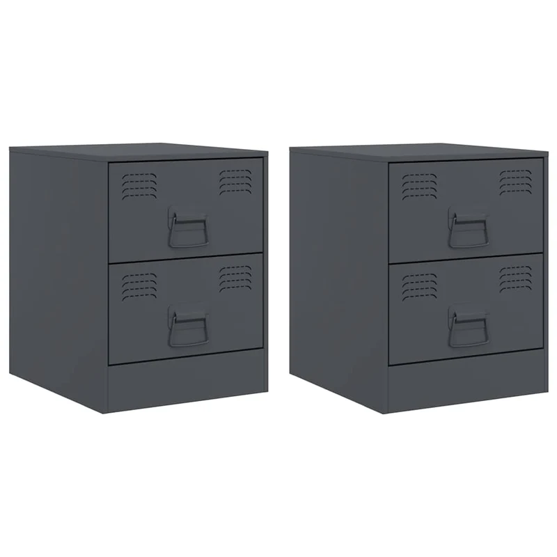 Lot de 2 tables de chevet avec tiroirs 34,5 x 39 x 44 cm acier anthracite DEC034817