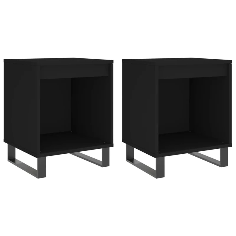 Lot de 2 tables de chevet avec compartiment overt 40 x 35 x 50 cm bois d’ingénierie noir DEC035555