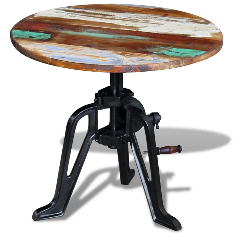 Table d'appoint style industriel en bois de récupération multicolore hauteur réglable 60 x (42-63)cm DEC031475