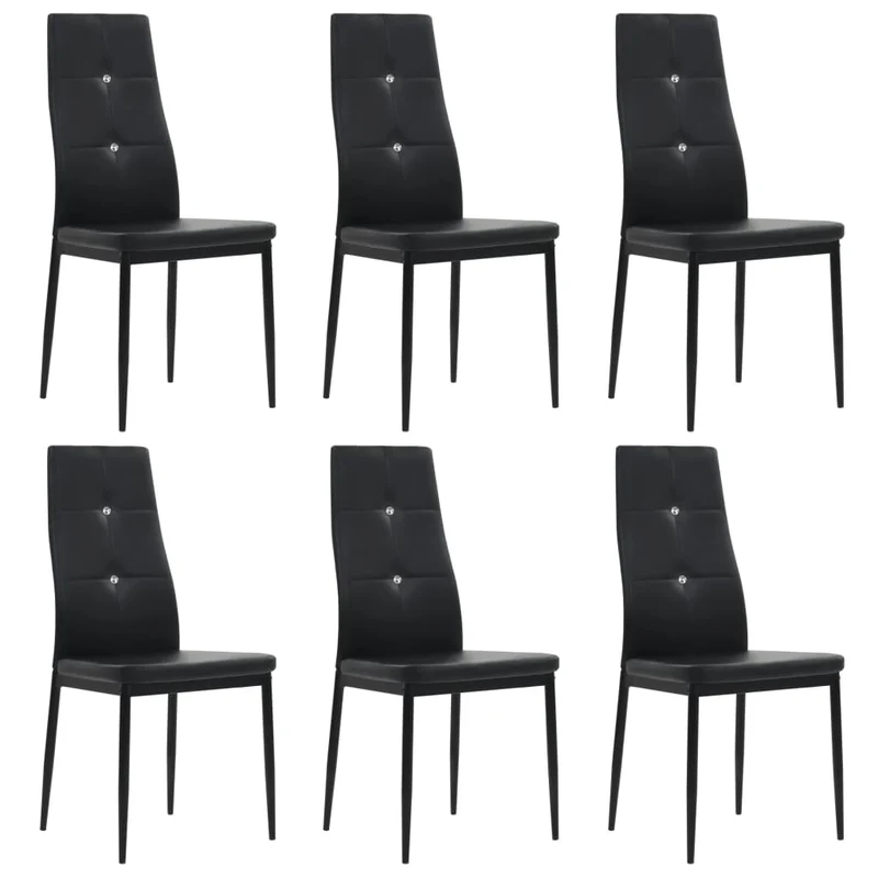 Lot de 6 chaises de salle à manger cuisine design moderne synthétique noir CDS022693