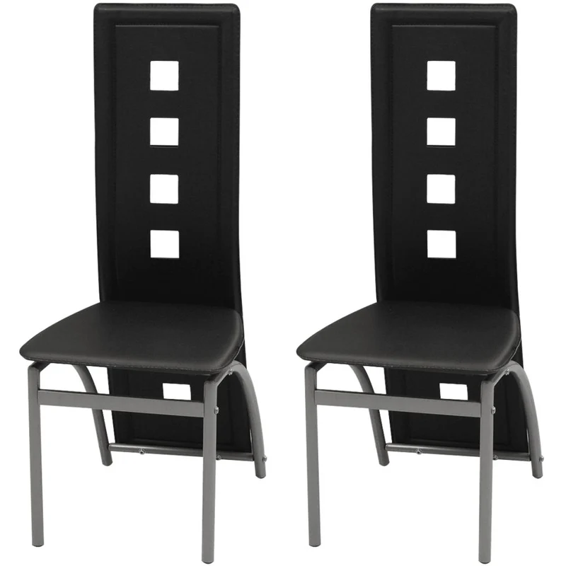 Lot de 2 chaises de salle à manger cuisine moderne et confortable en synthétique noir CDS020825