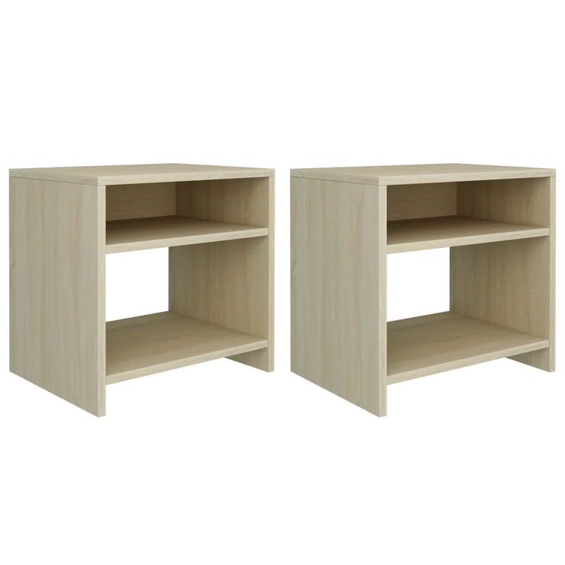 Lot de 2 tables de chevet avec compartiment ouvert 40 x 30 x 40cm bois d'ingénierie couleur chêne DEC035876