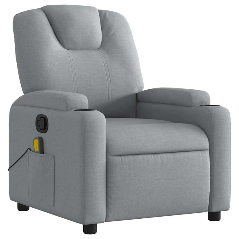 Fauteuil de relaxation TV fonction massage inclinable massage par vibrations par 6 points en tissu gris clair DEC026925