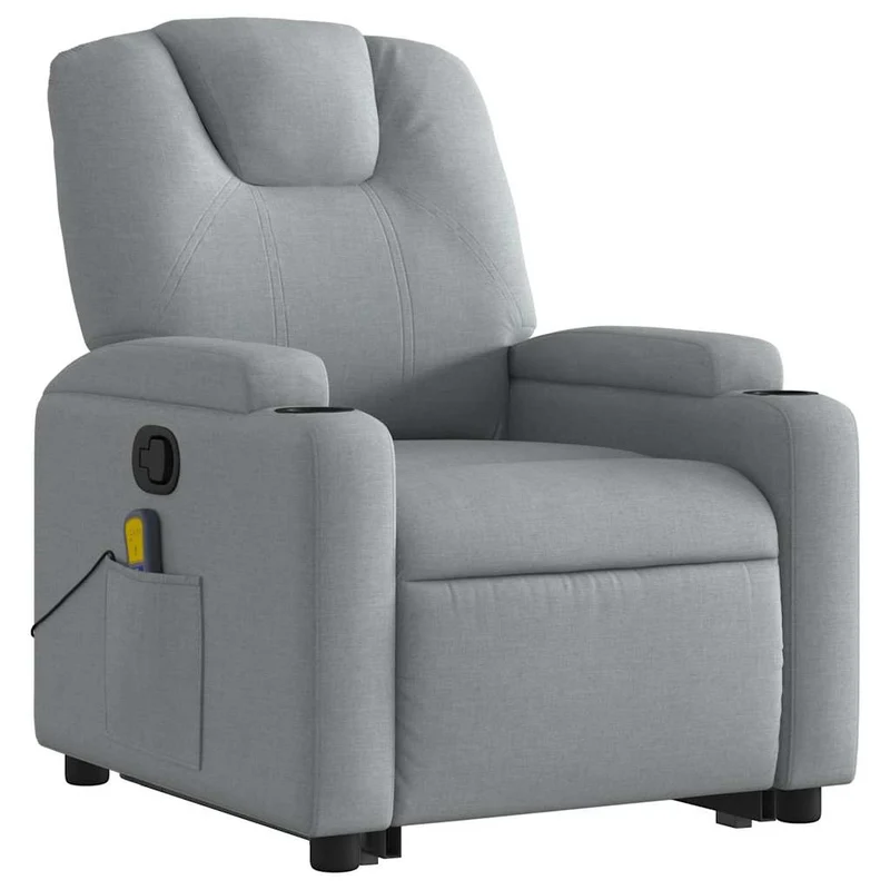 Fauteuil de relaxation TV fonction massage inclinable massage par vibrations par 6 points en tissu gris clair DEC026906