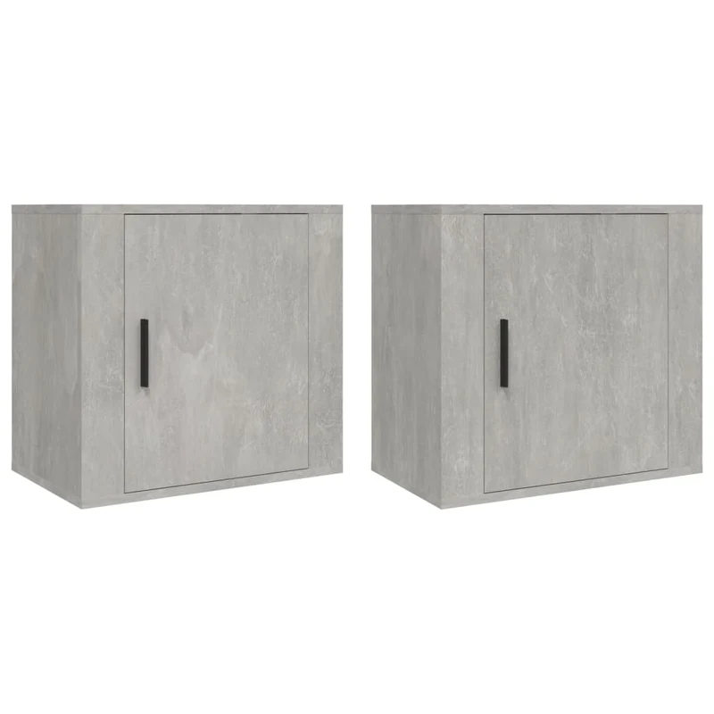 Lot de 2 tables de chevet murales avec compartiment avec porte 50 x 30 x 47 cm bois d'ingénierie gris DEC036087