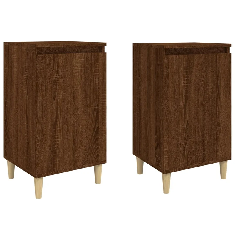 Lot de 2 tables de chevet avec étagères 40 x 35 x 70cm bois d'ingénierie marron DEC035845