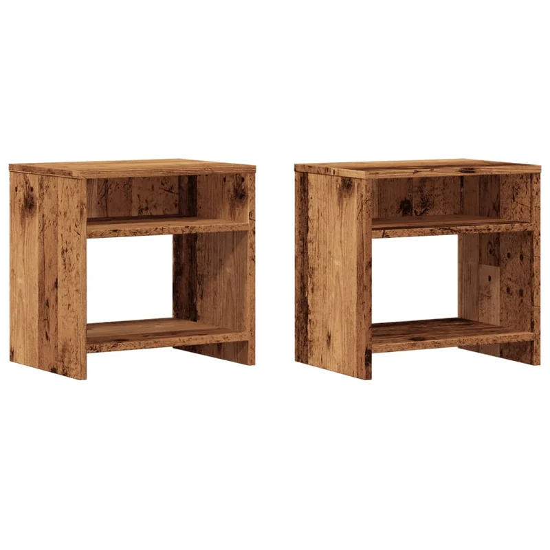 Lot de 2 tables de chevet avec compartiment ouvert 40 x 30 x 40 cm bois d'ingénierie marron vieilli DEC035778