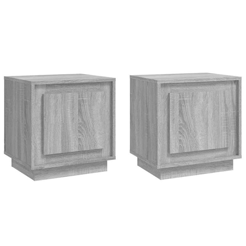Lot de 2 tables de chevet avec compartiment avec porte 44 x 35 x 45cm bois d'ingénierie gris DEC035741