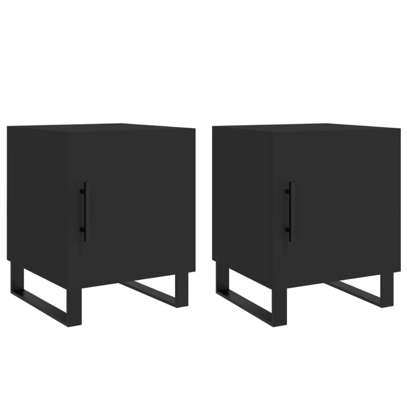 Lot de 2 tables de chevet avec compartiment avec porte 40 x 40 x 50 cm bois d’ingénierie noir DEC035580