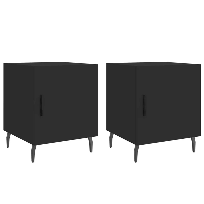 Lot de 2 tables de chevet avec compartiment avec porte 40 x 40 x 50 cm bois d’ingénierie noir DEC035576