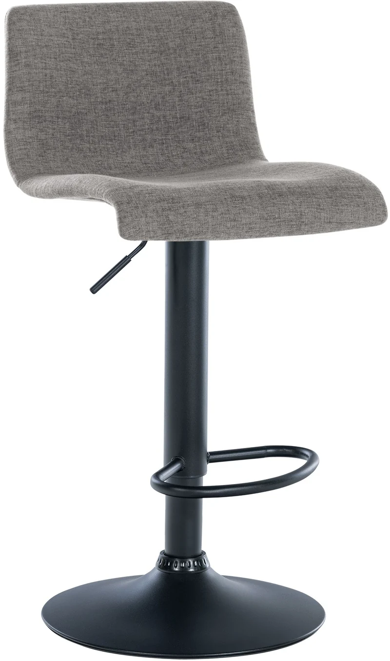 Tabouret de bar x1 design simple avec repose-pieds en tissu gris clair pieds en métal noir 10_0004558