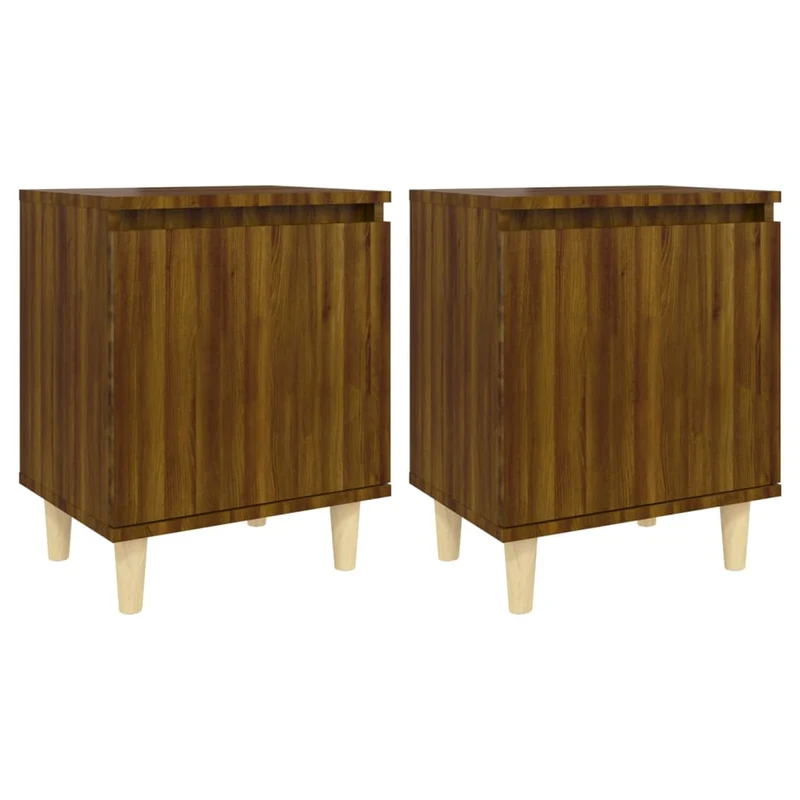 Lot de 2 tables de chevet compartiment avec porte 40 x 30 x 50 cm bois d'ingénierie marron DEC036179