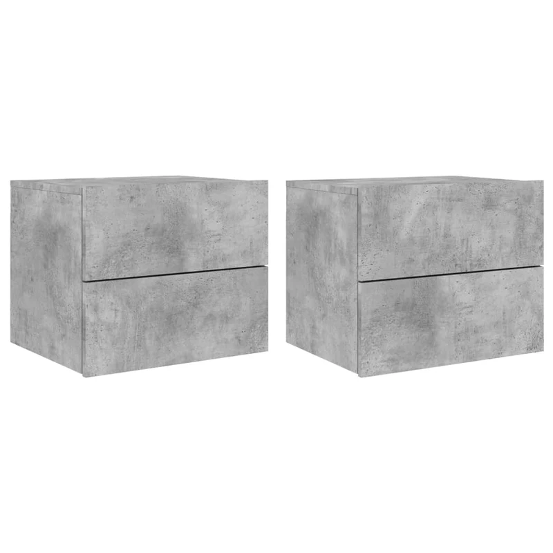 Tables de chevet murales avec lumières LED et tiroirs 50 x 39 x 41 cm bois d'ingénierie gris DEC036159