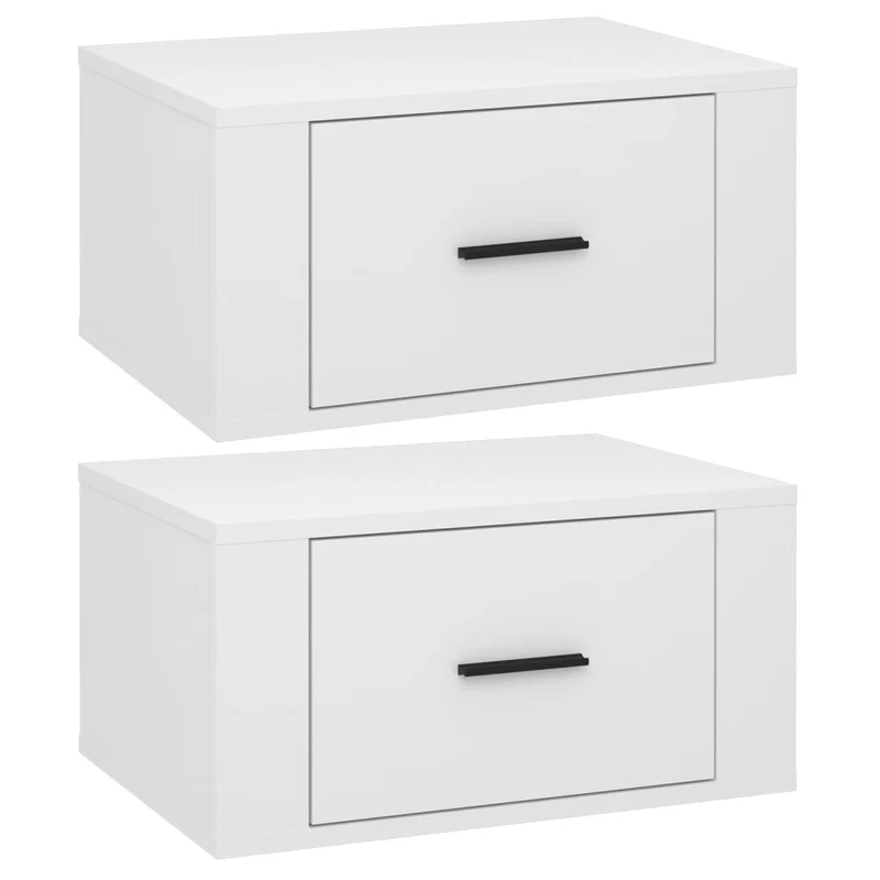 Lot de 2 tables de chevet murales avec tiroir 50 x 36 x 25 cm bois d'ingénierie blanc DEC036034