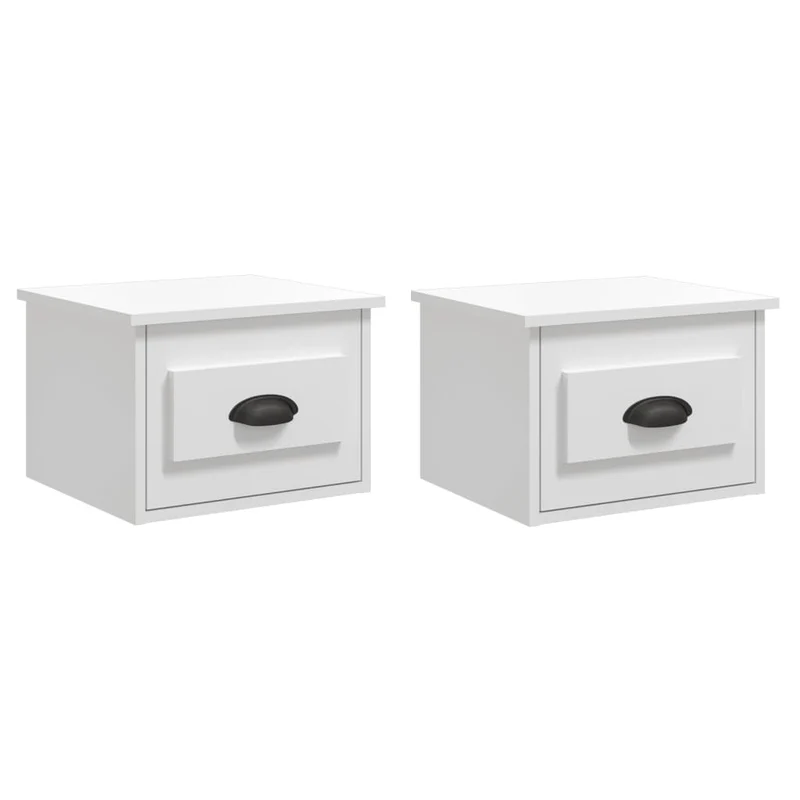 Lot de 2 tables de chevet murales avec tiroir 41,5 x 36 x 28 cm bois d'ingénierie blanc DEC036031