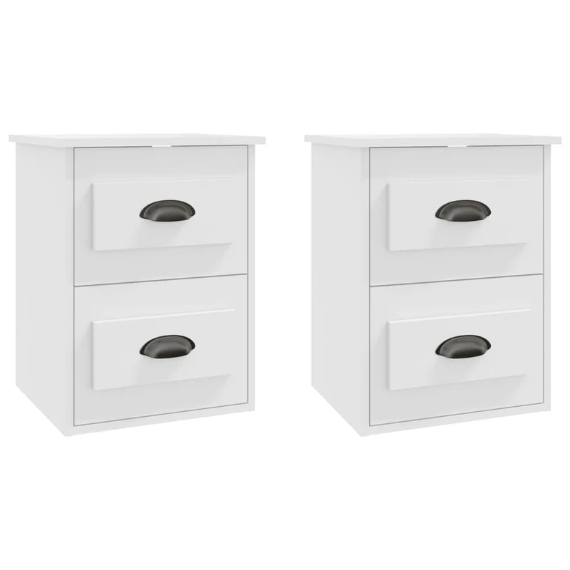 Lot de 2 tables de chevet murales avec tiroirs 41,5 x 36 x 53 cm bois d'ingénierie blanc DEC036021