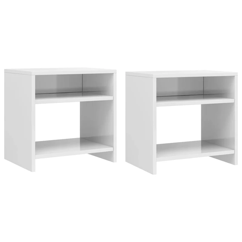 Lot de 2 tables de chevet avec compartiment ouvert 40 x 30 x 40cm bois ingénierie blanc DEC035785