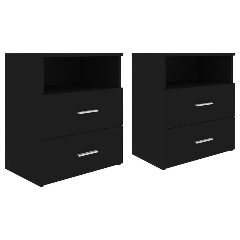 Lot de 2 tables de chevet avec tiroir et compartiment ouvert 50 x 32 x 60 cm bois d'ingénierie noir DEC035602