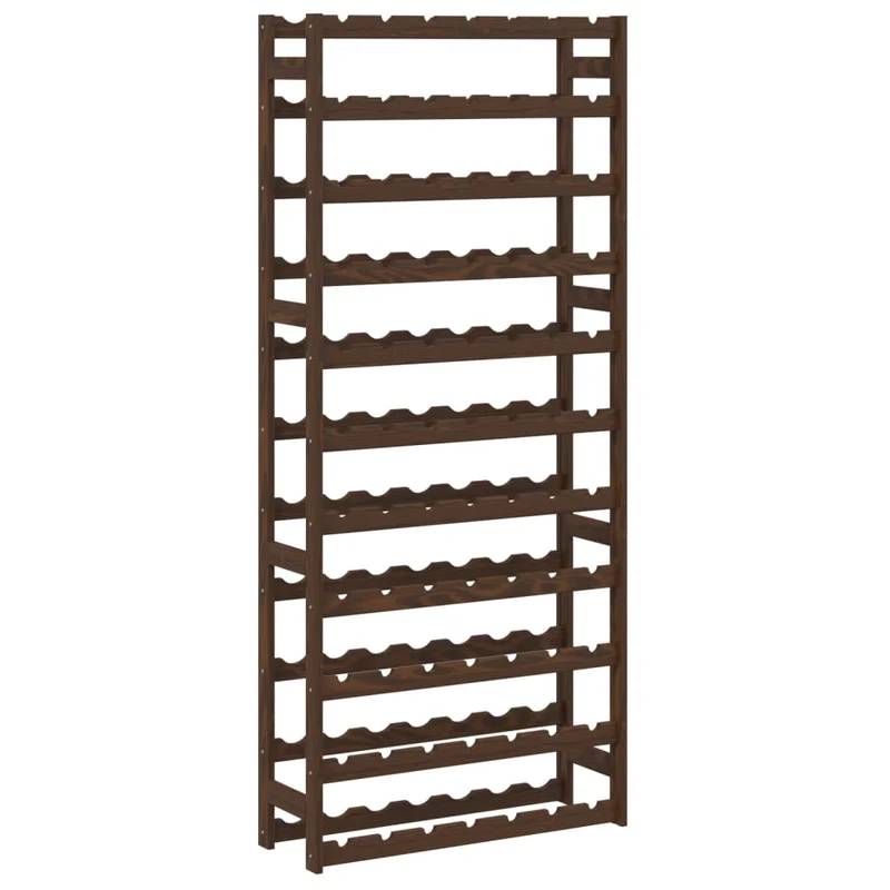 Casier range bouteilles étagère de rangement vin pour 77 bouteilles en bois de pin marron DEC024343