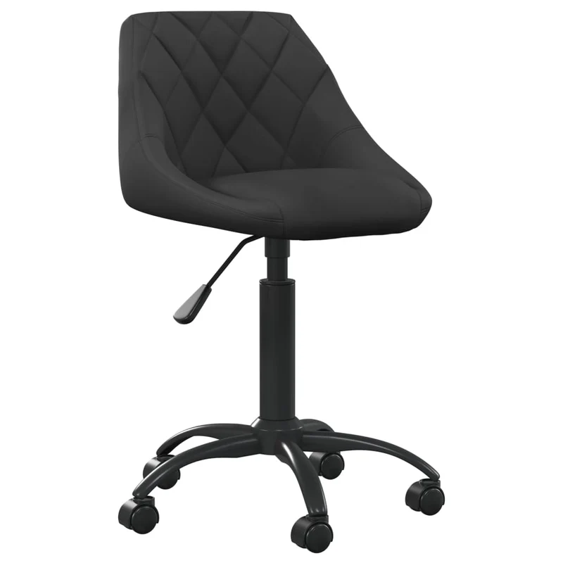 Tabouret de travail chaise de bureau sur roulettes hauteur réglable en velours noir DEC025054