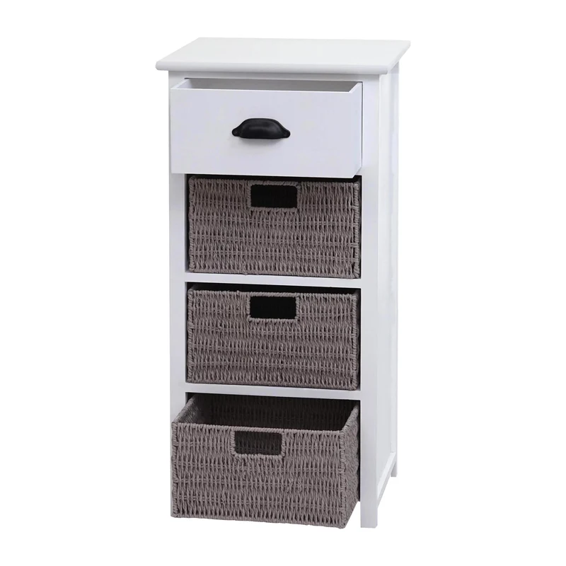 Commode polyvalente avec paniers et tiroir 83x40x29 cm en bois blancs 04_0006505