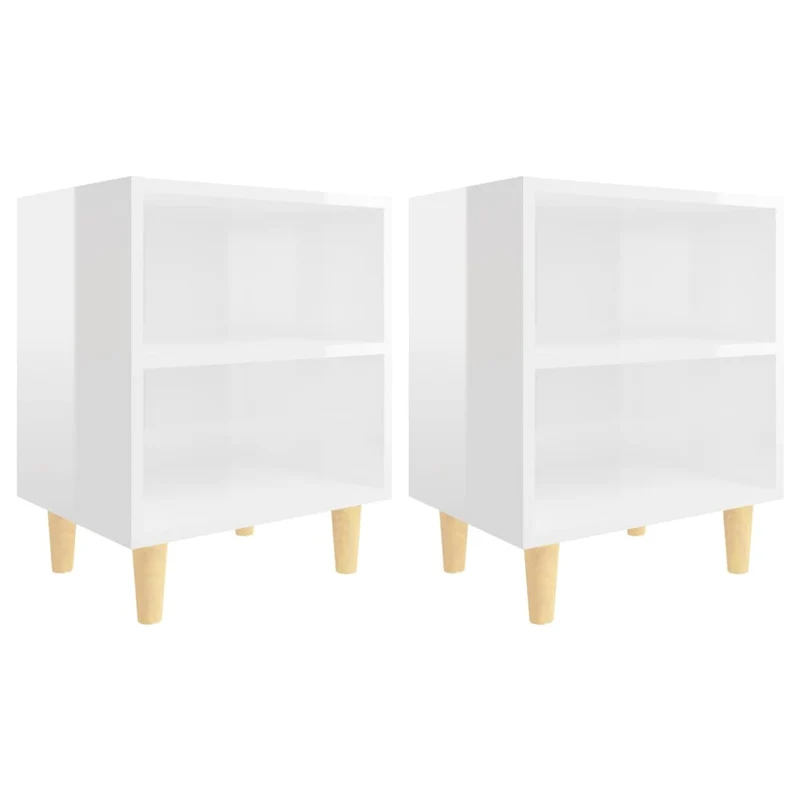 Lot de 2 tables de chevet avec compartiment ouvert 40 x 30 x 50 cm bois d'ingénierie blanc DEC036176