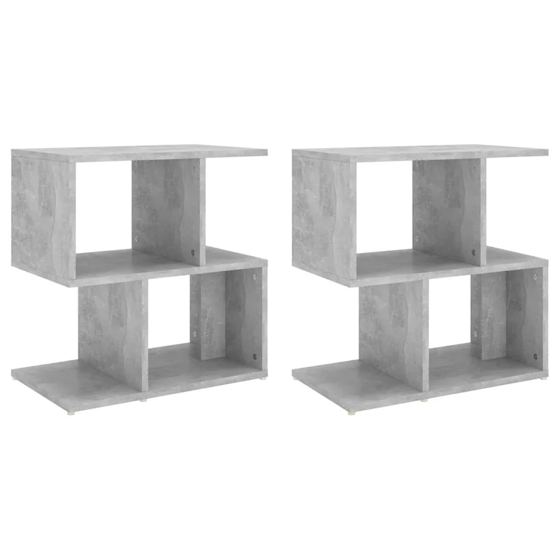 Lot de 2 tables de chevet avec étagères 50 x 30 x 51,5cm bois d'ingénierie gris DEC035913