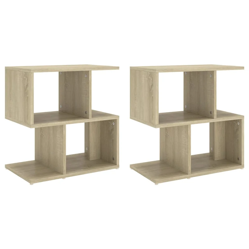 Lot de 2 tables de chevet avec étagères 50 x 30 x 51,5cm bois ingénierie couleur chêne DEC035894