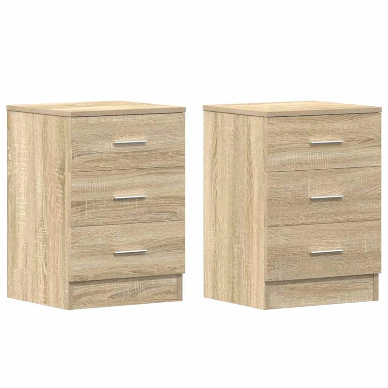 Lot de 2 tables de chevet avec tiroirs 38 x 35 x 56cm bois d'ingénierie couleur chêne DEC035873