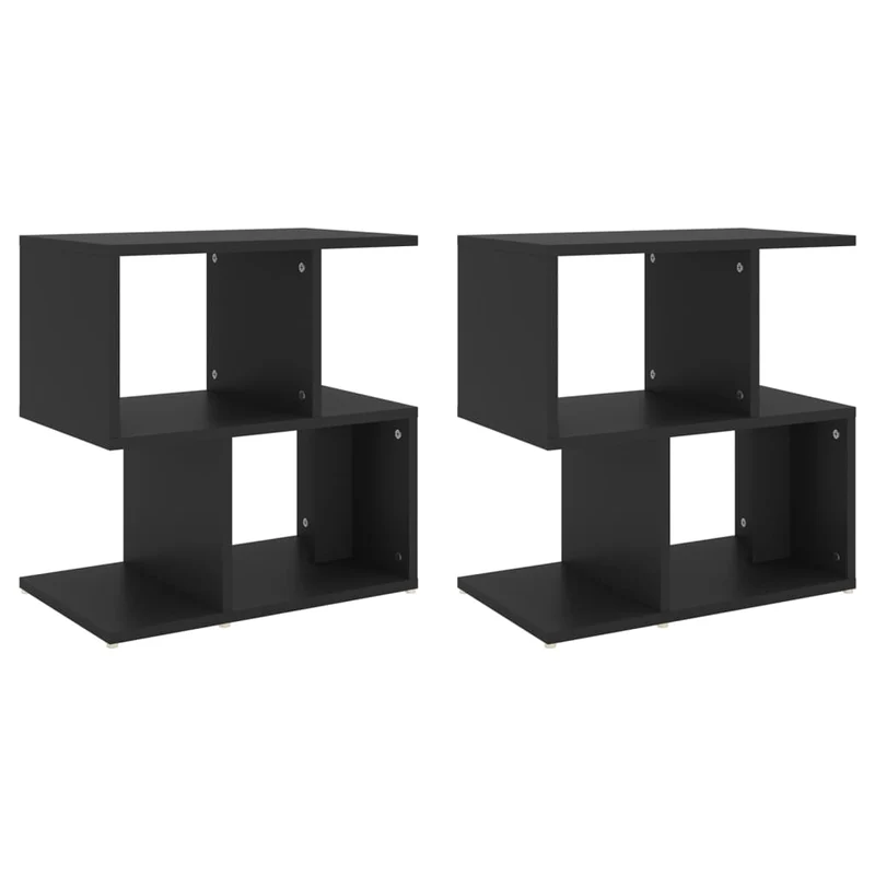 Lot de 2 tables de chevet avec étagères 50 x 30 x 51,5 cm bois d'ingénierie noir DEC035601