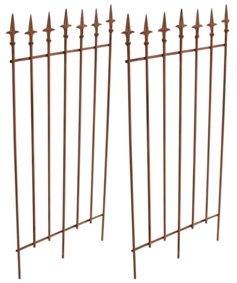 Lot de 2 treillis support pour plantes grimpantes décoration de jardin en métal marron vieilli 10_0003831