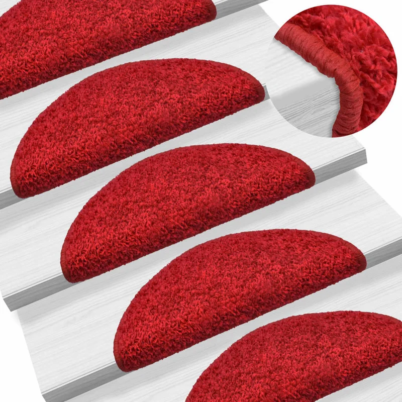 15 tapis d'escalier rouge avec bandes adhésives 56 x 20 cm DEC023567