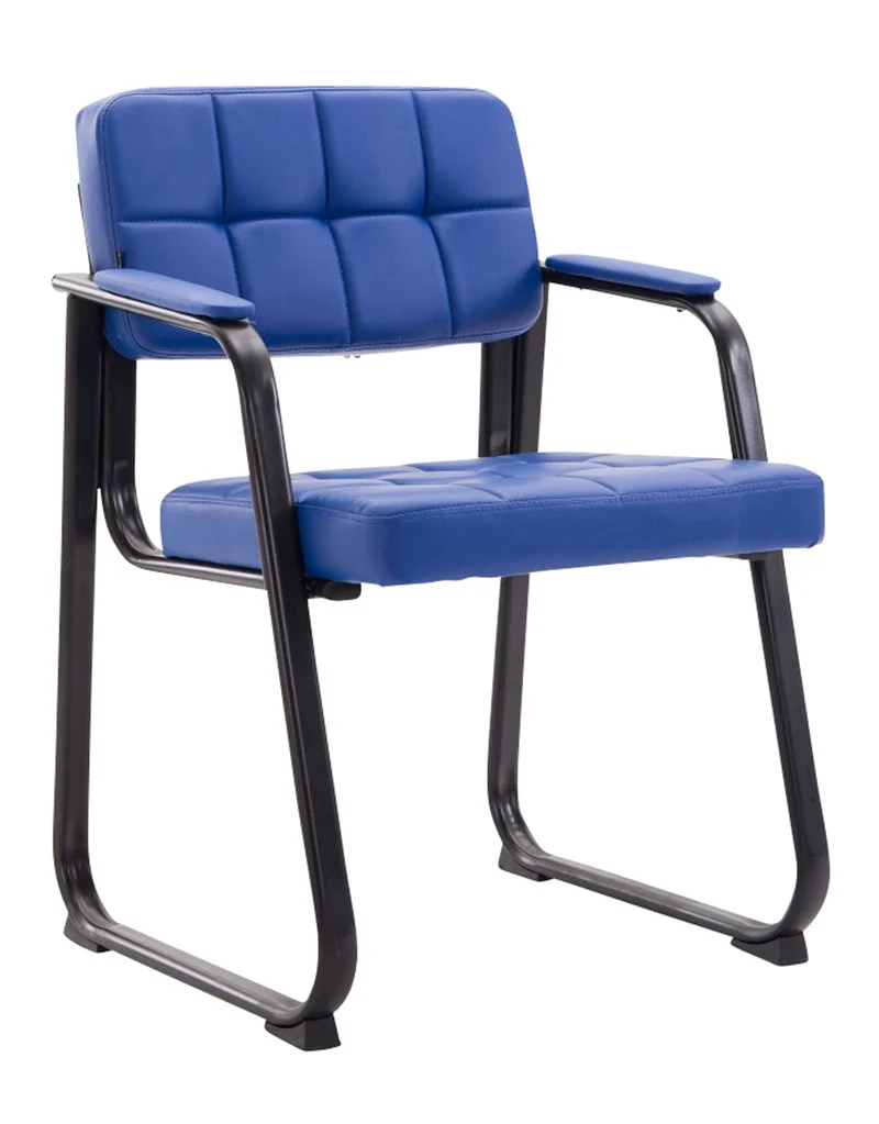 Chaise visiteur fauteuil de bureau sans roulette synthétique bleu BUR10222
