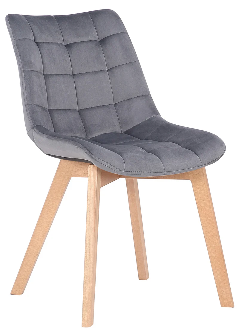 Chaise de salle à manger x1 rembourrage généreux en velours gris piètement en bois 10_0002083