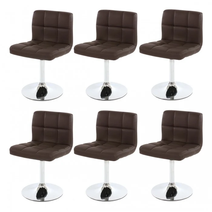 Lot de 6 chaises fauteuils de salle à manger en synthétique marron CDS04264