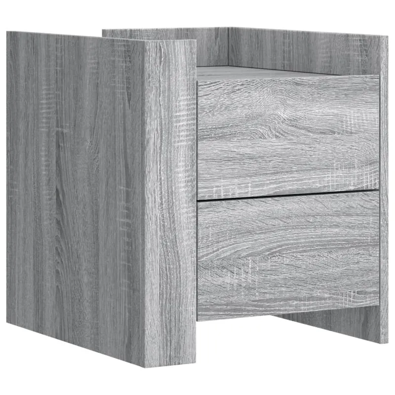 Table de chevet avec deux tiroirs 45 x 50 x 50 cm bois d'ingénierie gris DEC034673