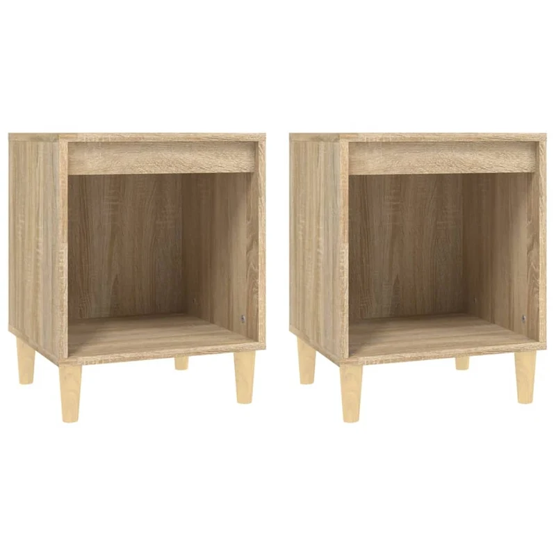 Lot de 2 tables de chevet avec compartiment ouvert 40 x 35 x 50 cm bois d'ingénierie couleur chêne DEC035245