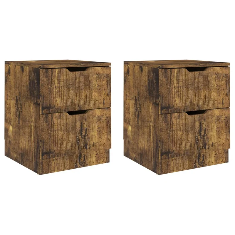 Lot de 2 tables de chevet avec deux tiroirs 40 x 40 x 50 cm bois d'ingénierie marron DEC035116