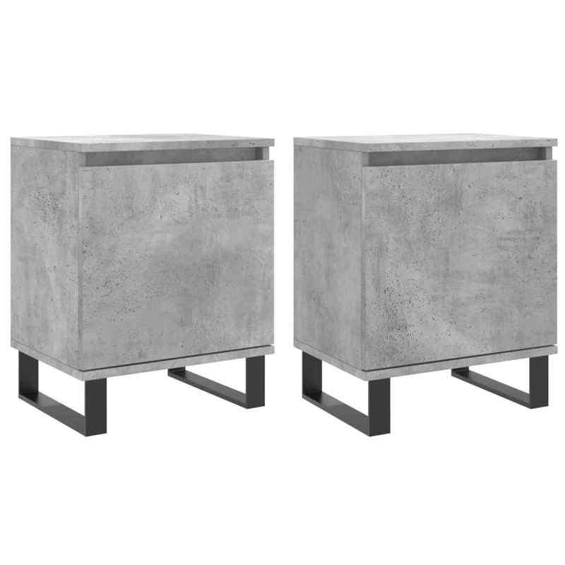 Lot de deux tables de chevet avec compartiment avec porte 40 x 30 x 50 cm bois d'ingénierie gris DEC035356